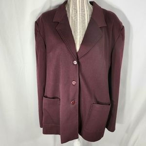 Classics by Jantzen Maroon Mid-Length Blazer Jacket w/Pockets Size XLarge
